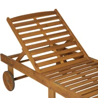 Outsunny Gartenliege Sonnenliege Liegestuhl Gartenmöbel klappbar verstellbar Akazienholz Natur+Weiß L197 x B72 x H(34–84) cm(m-8)