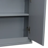 HOMCOM® SZAFKA ŁAZIENKOWA WISZĄCA ŚCIENNA MEBLE ŁAZIENKOWE Z LUSTREM drewno szara 48 x 14,5 x 45 cm(m-8)