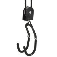 HOMCOM Kajak Lift Decken Lift Fahrrad-Bike Lift Aufbewahrungssystem für Kanus bis 50 kg Deckenhalterung Mehrzweck Stahl PP Schwarz 12,3 x 16 cm(m-11)