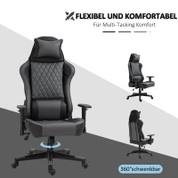 Vinsetto® Ergonomischer Gaming Stuhl Bürostuhl mit Wippfunktion höhenverstellbar Schwarz(m-4)