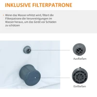 Outsunny Whirlpool für 2-4 Personen Heizung Bubble Spa 910L Inkl. Abdeckung In- & Outdoor Weiß+Blau 185 x 185 x 65 cm(m-7)