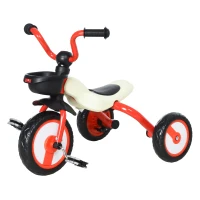 HOMCOM Kinderdreirad Dreirad Kinder Fahrrad Kinderfahrzeug Rad Lufthorn Baby Faltbar Rot 65 x 50 x 56 cm(m-1)