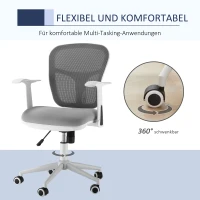 Vinsetto Krzesło biurowe krzesło do pracy z funkcją kołysania z regulacją wysokości siateczka szare(m-7)