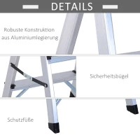 HOMCOM Trittleiter Aluleiter Stehleiter Klapptritt Doppelleiter Haushaltsleiter Leiter Stufenleiter 3 – 5 Stufen ( 3 Stufen)(m-5)