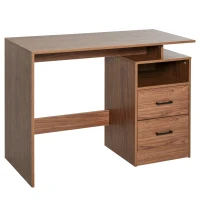 HOMCOM Schreibtisch Computertisch mit offenen Ablagen 2 Schubladen Arbeitstisch kompakter Bürotisch Spanplatte Natur 107 x 48 x 76,2 cm(m-1)