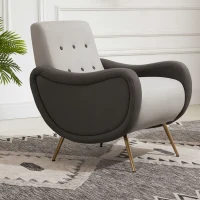 HOMCOM Einzelsessel Relaxsessel Einzelstuhl mit Tufting Eisenfüße Polyester Staumstoff Braun Grau 72 x 81 x 86 cm(m-4)