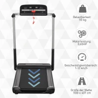 HOMCOM Elektrisches Laufband mit LED-Display Faltbares Fitnessgerät 1-12 Km/h Stahl Schwarz 138 x 67 x 111 cm(m-7)