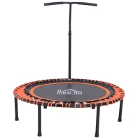 Trampolina HOMCOM, trampolina fitness, trampolina ogrodowa do jogi z regulacją wysokości z uchwytem dla dzieci i dorosłych, stal + PP + EVA, kolor czarny + pomarańczowy, 114,3 x 114,3 x 138 cm(m-7)