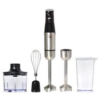 HOMCOM Stabmixer 1000W 4 in 1 Stabmixer mit Messbecher Schneebesen Schüssel zum Zerkleinern Mixer für Babynahrung Säfte Saucen gehacktes Gemüse ABS Rostfreier Metall Silber+Schwarz 10 x 6,5 x 41 cm(m-1)