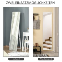 Lustro stojące HOMCOM pełnowymiarowe lustro ze składaną ramą z drewna sosnowego MDF w kolorze białym(m-5)