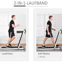 HOMCOM Elektrisches Laufband mit LED-Display Faltbares Fitnessgerät 1-12 Km/h Stahl Schwarz+Silber 134 x 66 x 107 cm(m-4)