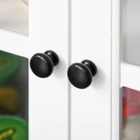 HOMCOM Küchenschrank Geschirrschrank Beistellschrank mit 2 Schichten Buffet Vitrinenschrank Glastür MDF Weiß  80 x 36,5 x 76 cm(m-7)