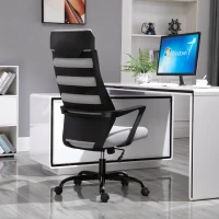 Vinsetto Bürostuhl Ergonomischer Drehstuhl mit Wippenfunktion Armlehne höhenverstellbar Kunstleinen Stahl Grau+Schwarz 60 x 64 x 112-120 cm(m-6)