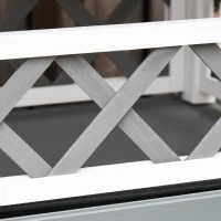 PawHut Katzenhaus mit Asphaltdach, 2-stöckig, Katzenhütte mit Balkon, Katzenvilla mit Treppe, Massivholz, Weiß, 77 x 50 x 73 cm(m-8)