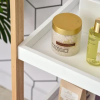 HOMCOM® Badregal Standregal Lagerregal Küchenregal Haushaltsregal 4 Ablagen Bambus + MDF 32 x 30 x 100 cm(m-9)