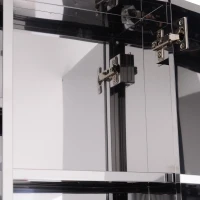 HOMCOM Wall mounted Bathroom Mirror Storage Cabinet Double Doors Stainless Steel 430mm (W)(m-6)