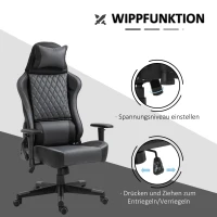 Vinsetto® Ergonomischer Gaming Stuhl Bürostuhl mit Wippfunktion höhenverstellbar Schwarz(m-5)