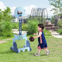 HOMCOM basketbalstandaard set 4-in-1 kinderspeeltuin voetbalspel / golfspel blauw(m-2)