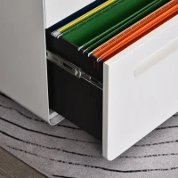 Vinsetto rolcontainer, archiefkast, kantoorcontainer met 3 lades, kantoorkast, opslag, container, staal, wit, 39 x 48 x 59 cm(m-10)