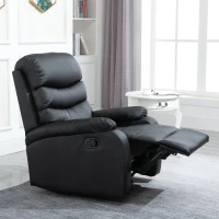 HOMCOM Relaxsessel Liegesessel, Liegefunktion, inkl. Fußstütze, 80 cm x 90 cm x 105 cm, Schwarz(m-4)