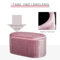 HOMCOM Ławka tapicerowana ze schowkiem ławka z pojemnikiem styl francuski elegancki różowy aksamit(m-6)
