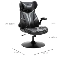 Vinsetto Fotel gamingowy ergonomiczne krzesło komputerowe z funkcją przechylania stal kolor szary(m-3)