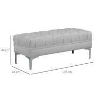 HOMCOM Polsterbank Sitzbank Truhenbank Lounge Retro, Leinen+Metall, Grau, L108xB44xH44cm(m-3)