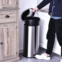 HOMCOM® Kosz na śmieci kosz na odpadki kosz z pedałem z kubłem wewnętrznym z cichym zamykaniem stal nierdzewna PP Ø29,2 x wys. 62,5 cm(m-7)