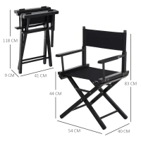 HOMCOM Regiestuhl Gartenstuhl Klappstuhl Stuhl Landhaussessel Sessel Schwarz L54 x B40 x H83 cm(m-3)