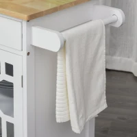 HOMCOM Küchenwagen, Rollwagen, Servierwagen mit Schublade, Handtuchhalter, Schrank für Küchen, Kiefernholz, MDF, Natur+Weiß, 63 x 45 x 86 cm(m-4)