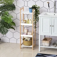 HOMCOM® Badregal Standregal Lagerregal Küchenregal Haushaltsregal 4 Ablagen Bambus + MDF 32 x 30 x 100 cm(m-2)