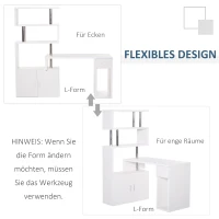 HOMCOM Biurko w kształcie litery L / litery I biurko komputerowe biurko narożne stal nierdzewna kolor biały(m-4)