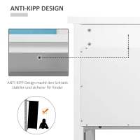 HOMCOM Küchenschrank Sideboard Aufbewahrungsschrank elegant mit zwei Glastürschränke offenes Regal zwei Schubladen Anti-Kipp-Design für Esszimmer Wohnzimmer MDF Kiefernholz Weiß 132 x 38 x 89 cm(m-6)