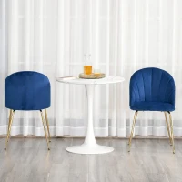 HOMCOM set van 2 eetkamerstoelen met rugleuning fluweel look metaal(m-7)