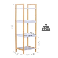 HOMCOM® Badregal Standregal Lagerregal Küchenregal Haushaltsregal 4 Ablagen Bambus + MDF 32 x 30 x 100 cm(m-3)