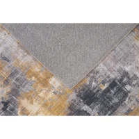 Homcom Teppich pfegeleicht Kurzflor Grau-Gelb 290 x 200 x 0,7 cm(m-4)