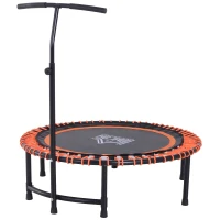 Trampolina HOMCOM, trampolina fitness, trampolina ogrodowa do jogi z regulacją wysokości z uchwytem dla dzieci i dorosłych, stal + PP + EVA, kolor czarny + pomarańczowy, 114,3 x 114,3 x 138 cm(m-1)