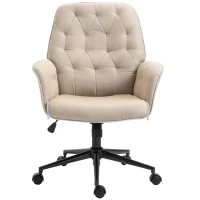 HOMCOM Krzesło biurowe krzesło do biurka z regulacją wysokości domowe biuro pianka kolor beżowy(m-4)