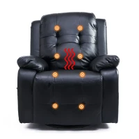 HOMCOM Massagesessel mit Wärmefunktion Fernsehsessel Elektrisch Relaxsessel TV Sessel mit Liegefunktion (Kunstleder Schwarz)(m-4)