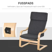 HOMCOM Relaxsessel mit Fußhocker, Ruhesessel mit Armlehne, Relaxstuhl, Leinenbezug Holzgestell Grau 67 x 78 x 98 cm(m-6)
