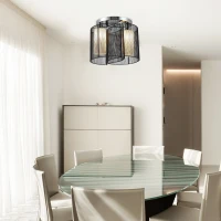 HOMCOM Lampa sufitowa vintage 2 oprawki E27 lampa sufitowa 40 W czarna(m-2)