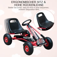 HOMCOM skelter kindervoertuig trapauto met pedaal voor 3-8 jaar staal rubberen wielen(m-5)