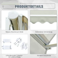 Outsunny MARKIZA ROLETA PRZECIWSŁONECZNA 122 X 70 cm beżowa(m-6)