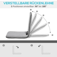 HOMCOM Poduszka do siedzenia z regulowanym oparciem 55 x 45 x 67 cm Szary(m-4)