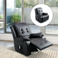 HOMCOM Massagesessel mit Wärmefunktion Fernsehsessel Elektrisch Relaxsessel TV Sessel mit Liegefunktion (Kunstleder Schwarz)(m-2)