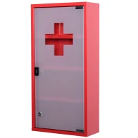 HOMCOM APTECZKA SZAFKA MEDYCZNA WISZĄCA CZERWONA(m-1)