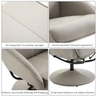Homcom Relax Chair TV Krzesło Fotel 360° Obrotowy z podnóżkiem(m-6)
