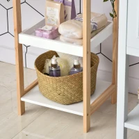 HOMCOM® Badregal Standregal Lagerregal Küchenregal Haushaltsregal 4 Ablagen Bambus + MDF 32 x 30 x 100 cm(m-11)