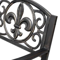 Outsunny krzesło bujane, krzesło ogrodowe, krzesło do relaksu, styl antyczny, ogród, metal, brąz(m-9)