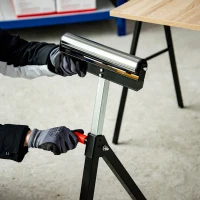 Regulowana Wysokościowo Paleta Rolkowa HOMCOM, Wsparcie do 90 kg, Składana, Metal, Czarno-Srebrna(m-8)